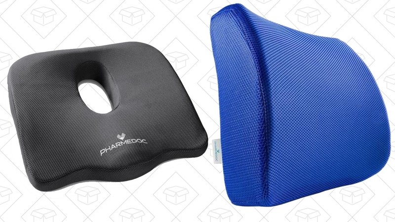 PharMeDoc Coccyx Seat Cushion, $15 with code KINJACOMFORT | PharMeDoc Lumbar Support Pillow, $15 with code KINJACOMFORT